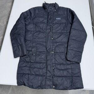 Barbour Fibre Down Quilted Puffer Coat Navy Blue womans Medium